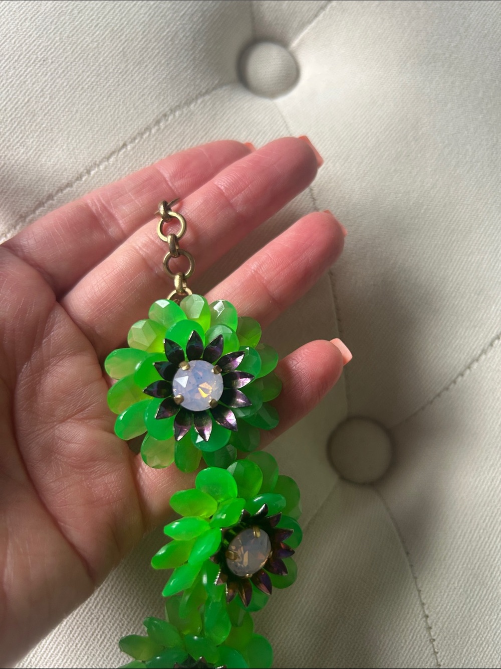 JCrew Green Floral Crystal Statement Bracelet - Picture 4 of 7